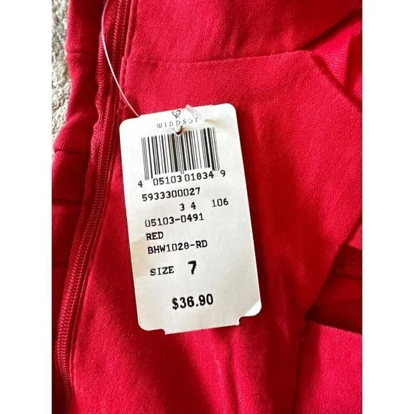 Windsor Red Dress Womens Junior Size 7 Strappy Back Side Zip NEW - Picture 7 of 13